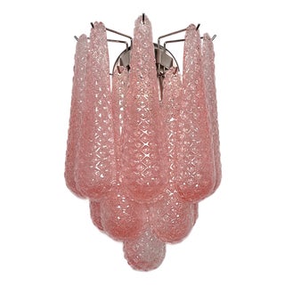 Vintage Pink Glass Petals Drop Wall Sconces, 1990s, Set of 2 For Sale