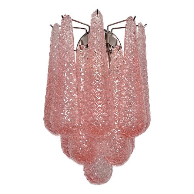 Vintage Pink Glass Petals Drop Wall Sconces, 1990s, Set of 2 For Sale