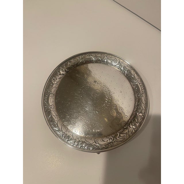 Traditional Sterling Silver A. E. Wagner Repousse Salver, 19th Century For Sale - Image 3 of 9