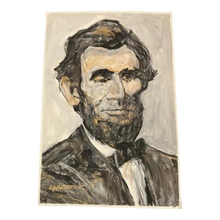 Contemporary Original E.J.Hartmann Abraham Lincoln Portrait Painting Signed For Sale
