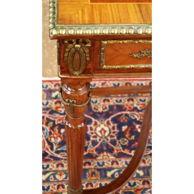 1950s French Louis XVI Inlaid Ormolu Mounted Ladies Writing Desk For Sale - Image 11 of 13