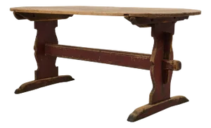 Antique Swedish Folk Art Pine Hand-Crafted Trestle Table