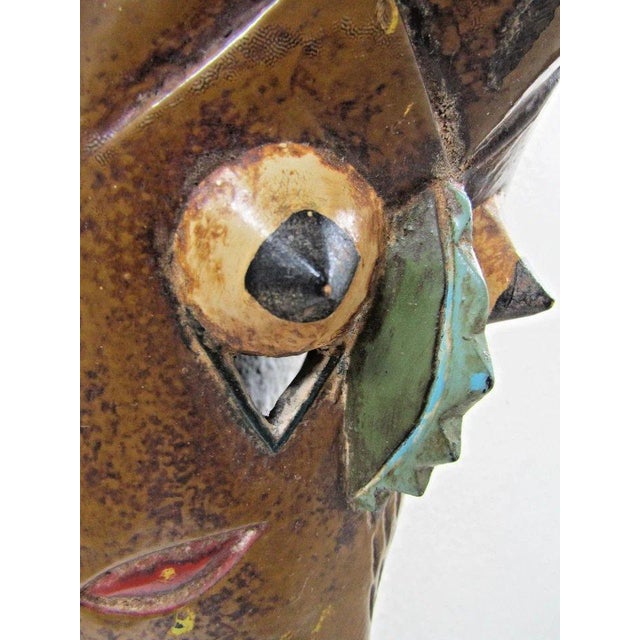 Antique Hand-Carved Polychrome Wooden Gouro Zauli Mask of the Ivory Coast For Sale - Image 10 of 15