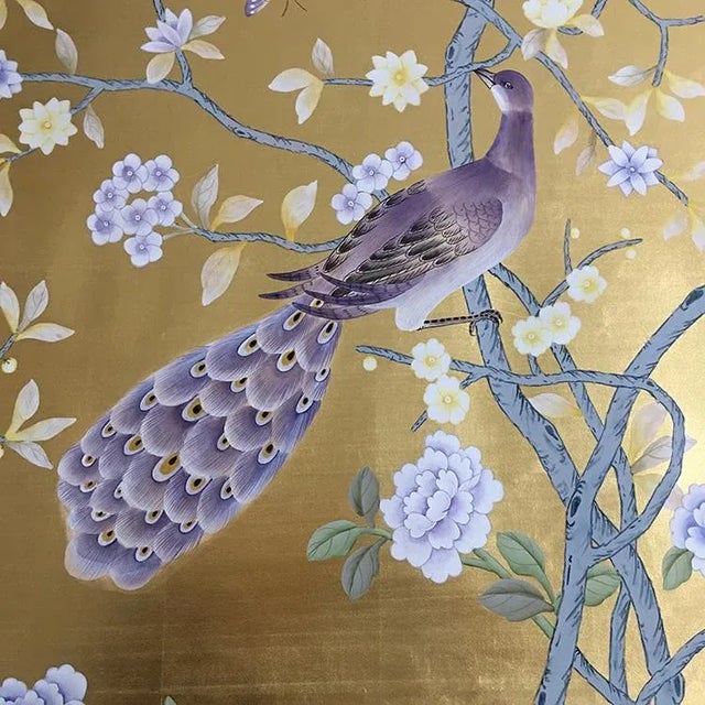Not Yet Made - Made To Order Hand Painted Chinoiserie Wallpaper Mural Panel - 2 Panels For Sale - Image 5 of 6