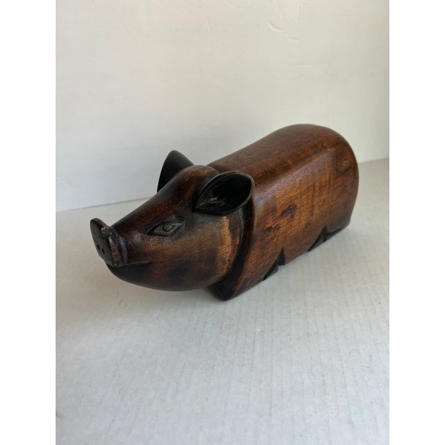 Vintage Wood Pig Figure For Sale In Raleigh - Image 6 of 7