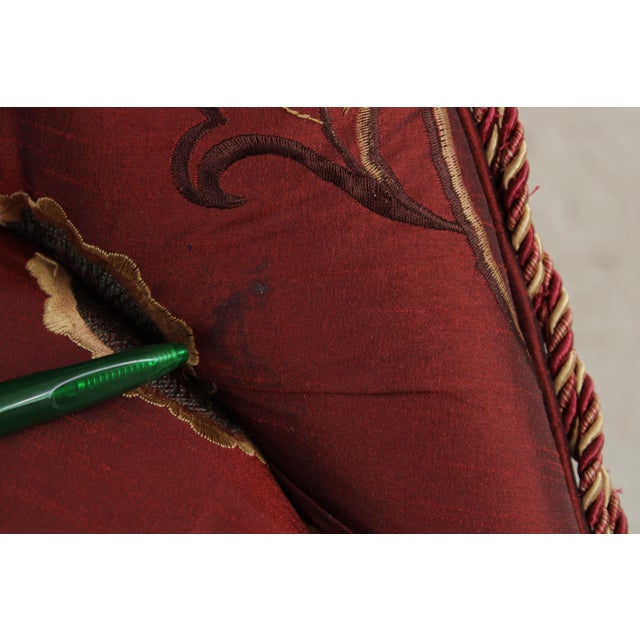 Silk Crewel Work Tufted Back Swivel Chair For Sale - Image 14 of 15