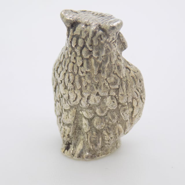 Metal Vintage Italian Handmade Genuine Silver Micro Owl Dollhouse Miniature For Sale - Image 7 of 11