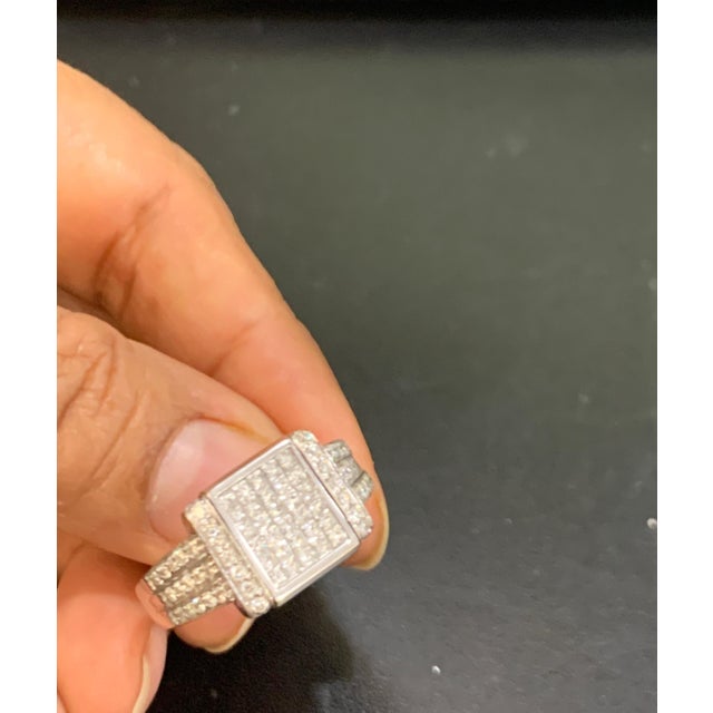 1.5 Carat Princess Cut Diamond & 1 Ct Blue Sapphire Flip Ring 14 K Gold, Unisex For Sale - Image 9 of 18