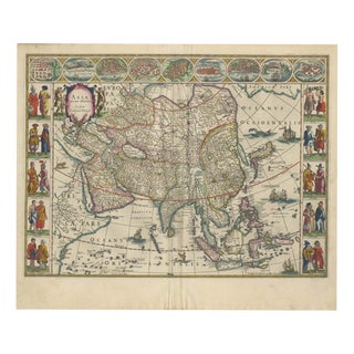 Antique Blaeu Map of Asia, 1642 For Sale