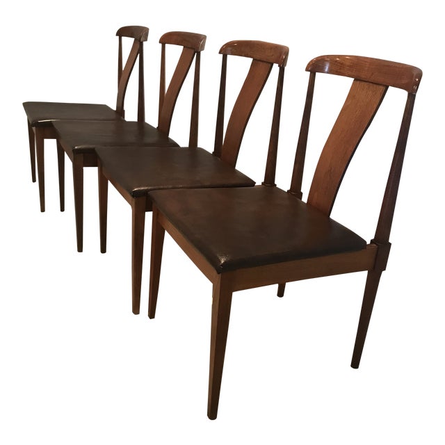 Mid Century Modern Danish Style Teak Dining Chairs Set Of 4 Chairish