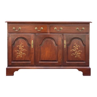 1990s L. Hitchcock Traditional Solid Maple Stenciled Hadlyme Buffet or Sideboard For Sale