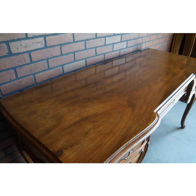 Wood Vintage Walnut French Style Writing Desk For Sale - Image 7 of 9