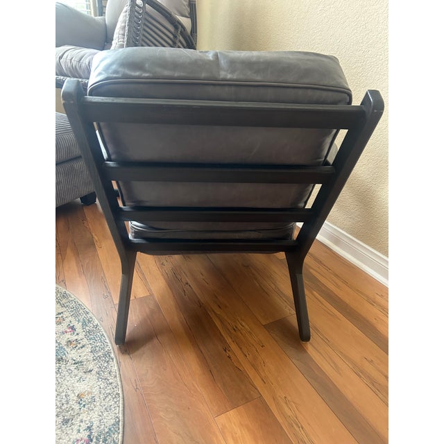 2020s Pottery Barn Raylan Leather Arm Chair MCM For Sale - Image 5 of 14