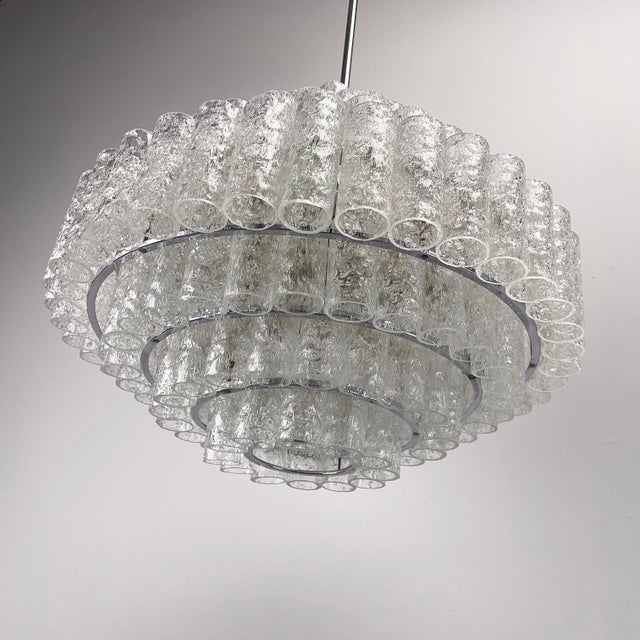 Metal Brutalist Chandelier with 167 Frosted Glass Tubes by Doria-Leuchten, Germany, 1970s For Sale - Image 7 of 13