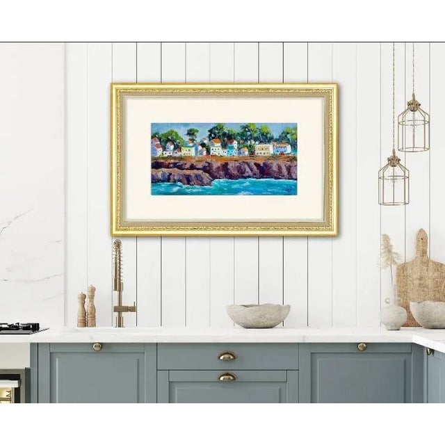 2020s Mendocino Village Impressionist Oil Seascape For Sale - Image 5 of 8