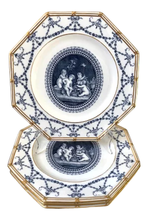 19th C. Wedgwood Octagon Plates, Set of 4