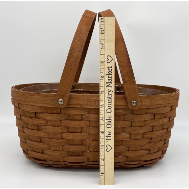 2000 - 2009 Vintage Longaberger Oval Market Basket With American Celebrations Liner, Protector For Sale - Image 5 of 5