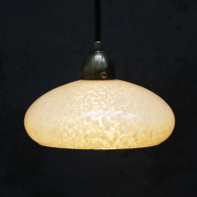 French Clichy Yellow Glass Pendant Lamp For Sale - Image 4 of 8