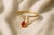 Modern Pear Ruby Opend Ended 14k Gold Ring, Size 6.75 For Sale - Image 3 of 5