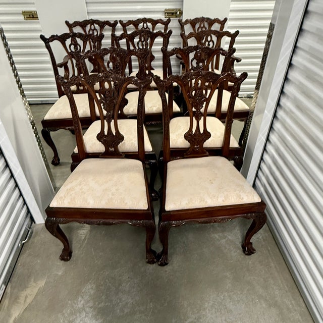 1960s Set of 10 Ball and Claw Chippendale Dining Chairs For Sale - Image 11 of 15