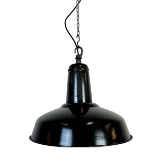 Industrial French Dark Grey Enamel Factory Pendant Lamp, 1960s For Sale