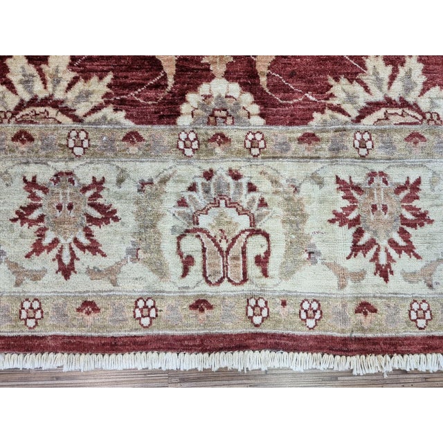 Burgundy Handmade Vintage Afghan Zigler Rug 6.7' X 9', 1980s For Sale - Image 8 of 11