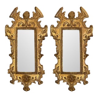 Pair of 20th Century Italian Giltwood Baroque Style Mirrors For Sale
