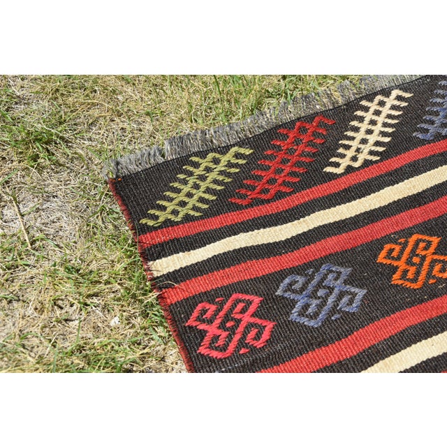 Textile 1980s Rustic Red Cecim Kilim Runner For Sale - Image 7 of 12