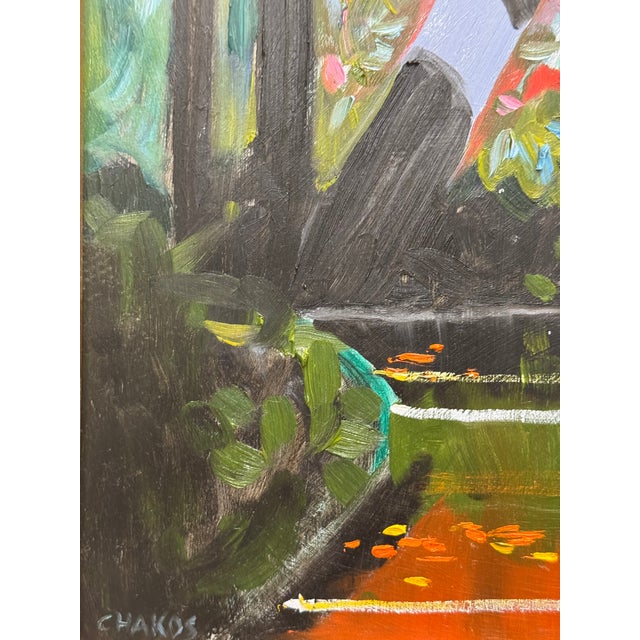 Textile Autumn River Post Impressionist Oil Painting For Sale - Image 7 of 8