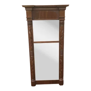 1956 Biswanger French Empire Carved Mahogany Trumeau Mirror