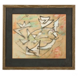 Ivan Kurach, Ukrainian Expressionist Abstract Mixed Media Futurist Painting Ivan Kurach, c. 20th century