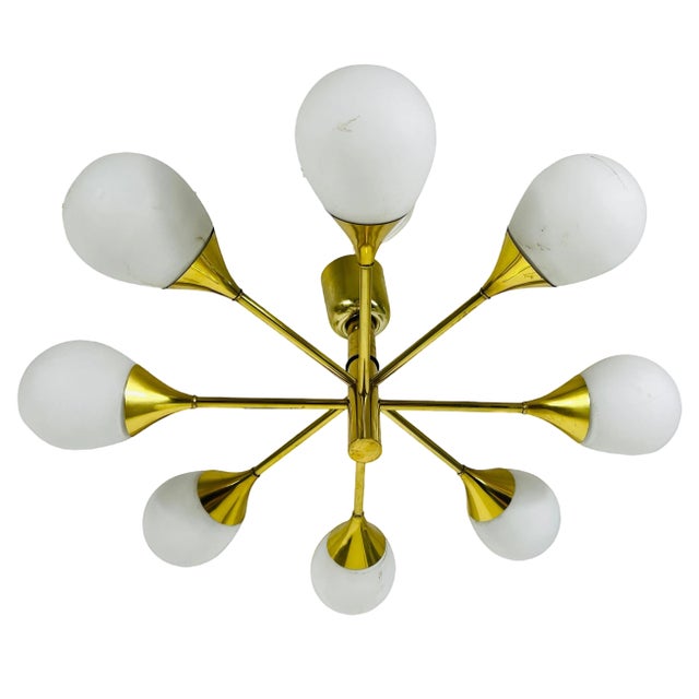Mid-Century Modern Brass Chandelier from Kaiser Leuchten, 1960s For Sale