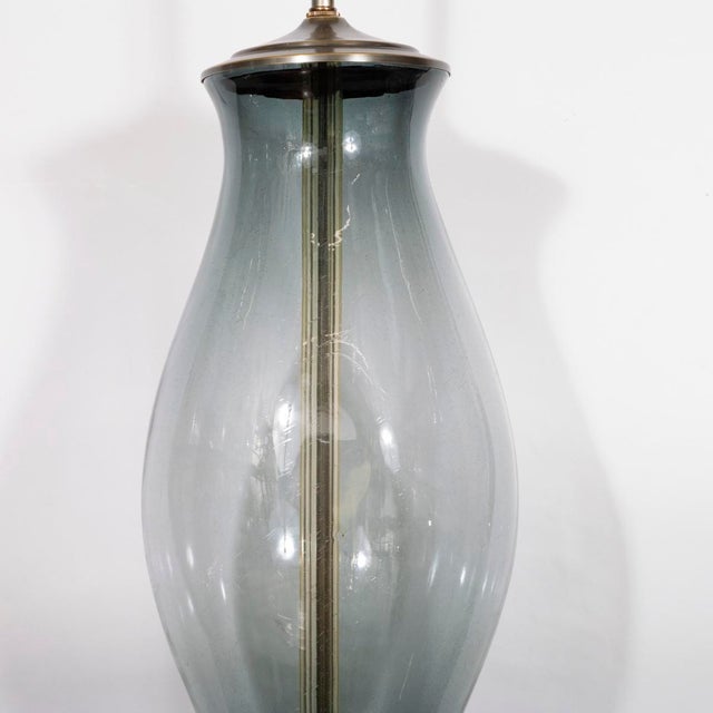 Mid-Century Modern Large smoked glass lamp by Blenko For Sale - Image 3 of 8