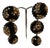 Vintage Richard Kerr 3 Ball Drop Gold and Black Crystal Dangle Clip on Earrings For Sale
