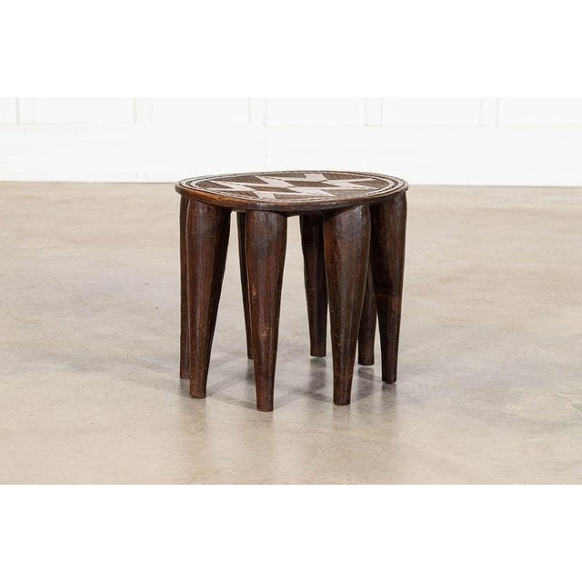 1920s African Tribal Carved Teak Nupe Stool, 1920 For Sale - Image 5 of 11