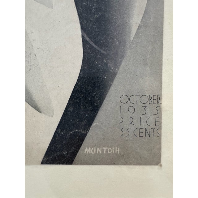 Original period front cover from the October 1935 issue of Asia, featuring two elegant, stylized veiled figures rendered...