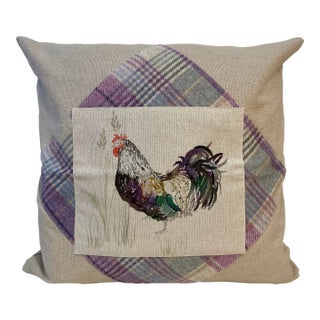 20” Square Pillow With a Rooster / Chicken Print - Made in U K For Sale