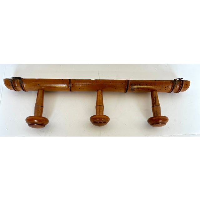 Early 1900s French Faux Bamboo Three Peg Coat/Hat Rack For Sale In Dallas - Image 6 of 9