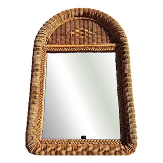 Vintage French Mirror in Natural Rattan with Twisted Braid, 1970-1980 For Sale