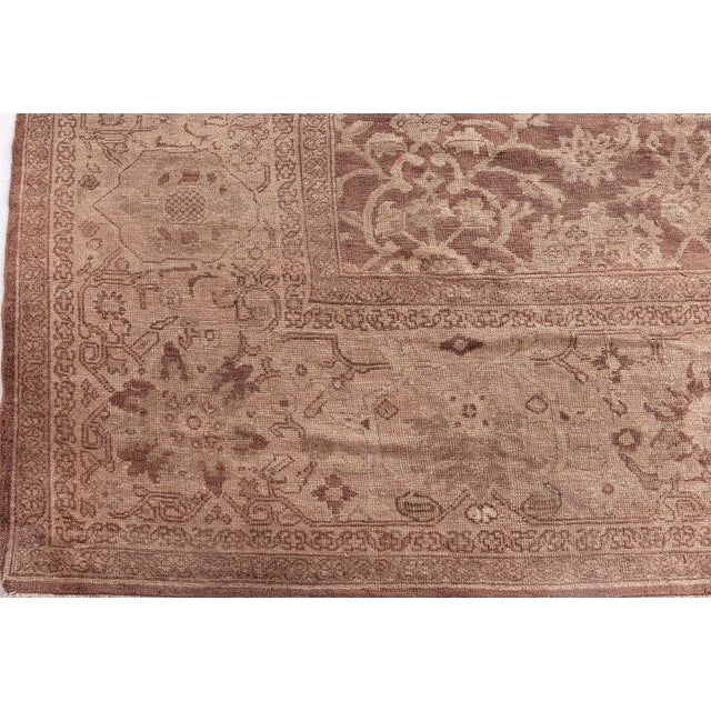 Textile Fine 1920s Persian Sultanabad Brown Handmade Wool Rug For Sale - Image 7 of 8