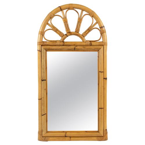 Mid-Century Modern Arch Wall Mirror in Bamboo and Rattan, 1970s For Sale - Image 12 of 12