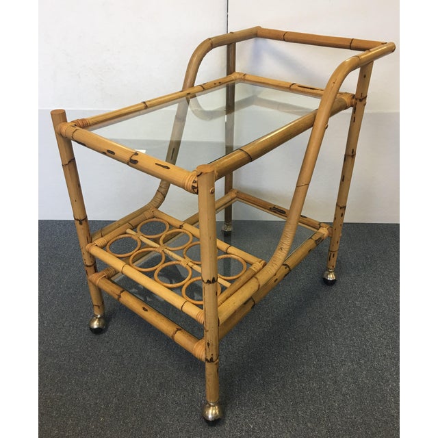 Vintage Bamboo & Rattan Bar Cart Chairish