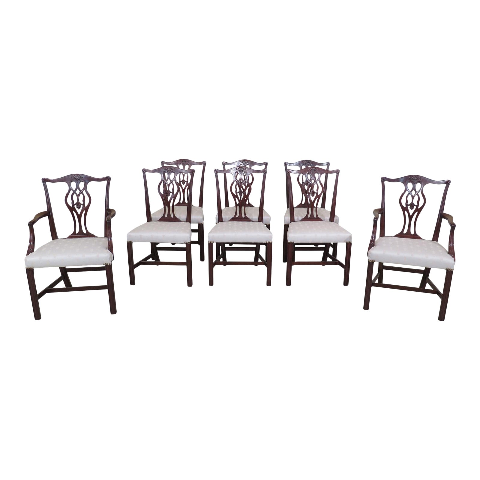 1940s Vintage Beacon Hill Chippendale Mahogany Dining Room Chairs