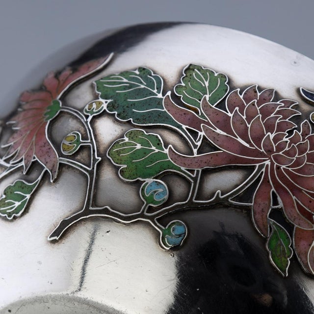 19th Century Chinese Export Solid Silver & Enamel Bowl by Wang Hing, 1890s For Sale - Image 13 of 18