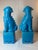 Chinese Late 20th Century Pair of Chinese Turquoise Glazed Ceramic Foo Dogs on Pedestals For Sale - Image 3 of 7