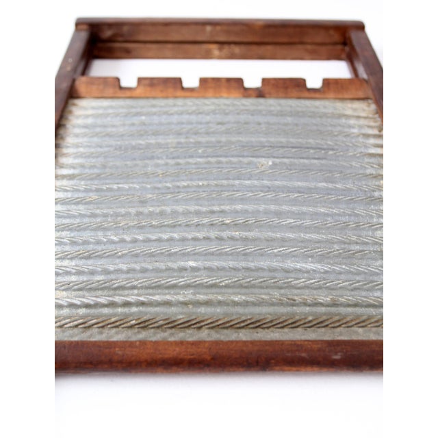 Brown Antique Wood and Metal Double Sided Washboard For Sale - Image 8 of 12