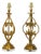 Pair of French Midcentury Gilt Metal Table Lamps with Scrolls and Fleur de Lys For Sale