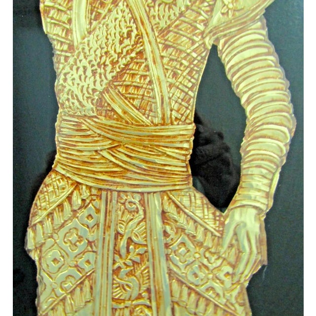 1960s Large Sebet Silverman Verre Églomisé Thai Gold Leaf Sculptural Wall Art For Sale - Image 4 of 13