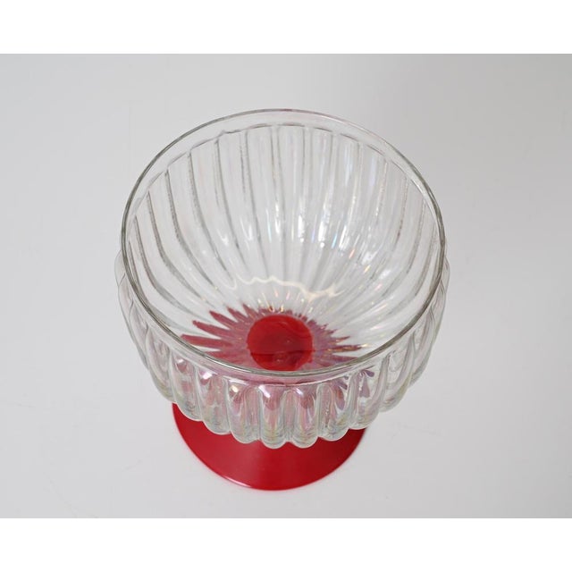 Red Large Decorative Murano Red and Iridescent Goblet Glasses, Italy, 1940s, Set of 2 For Sale - Image 8 of 14