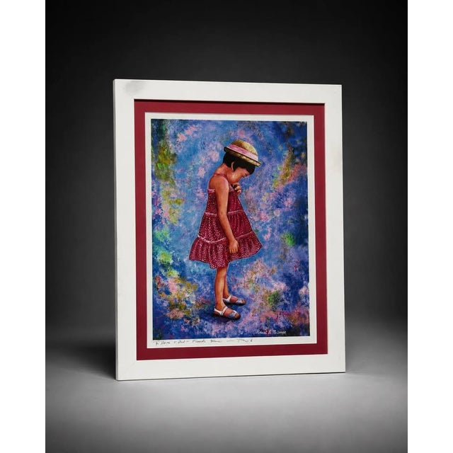 Framed Girl Portrait Print in White Frame For Sale - Image 4 of 4